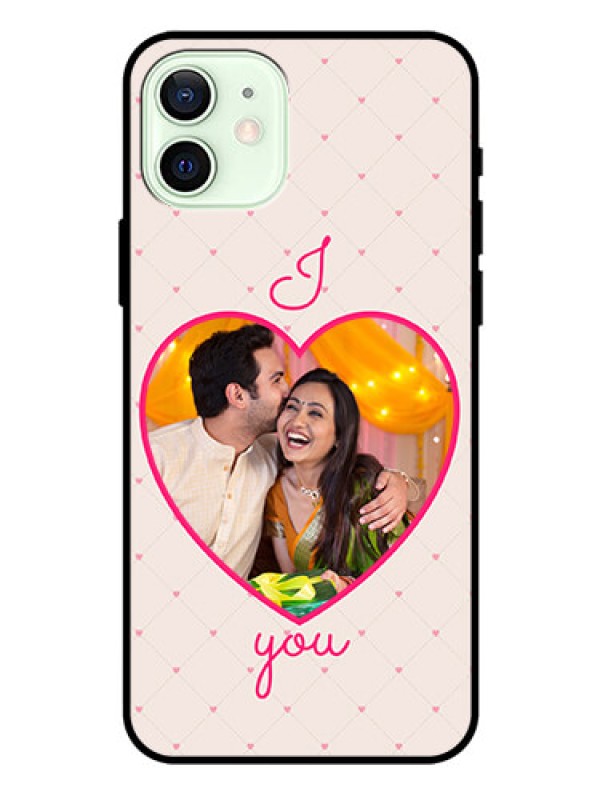 Custom Iphone 12 Custom Glass Mobile Case  - Heart Shape Design
