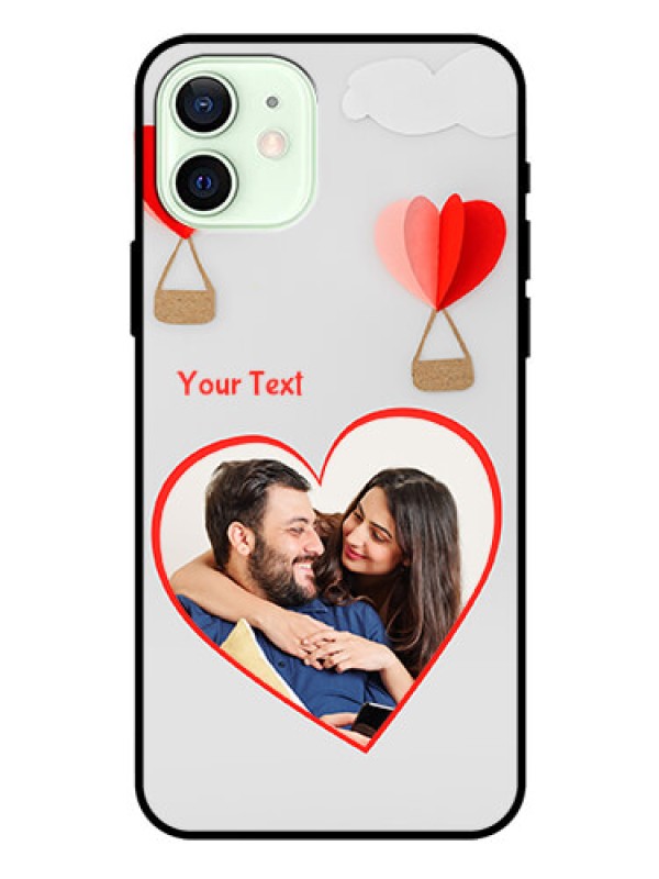Custom Iphone 12 Custom Glass Mobile Case  - Parachute Love Design