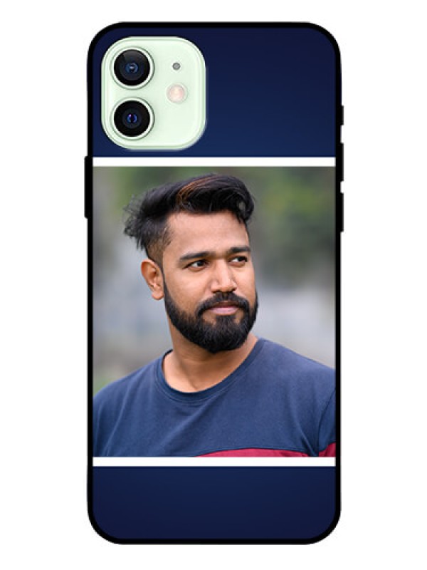 Custom Iphone 12 Personalized Glass Phone Case  - Simple Royal Blue Design