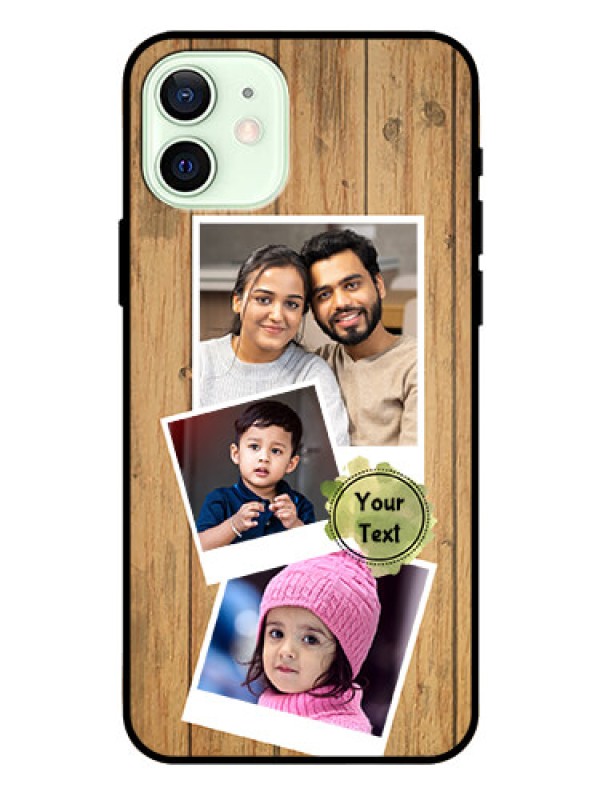 Custom Iphone 12 Custom Glass Phone Case  - Wooden Texture Design