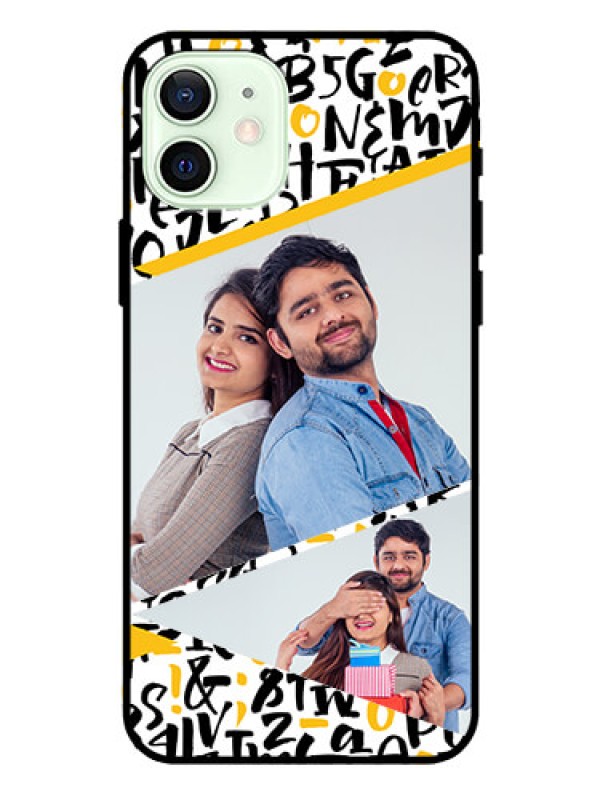 Custom Iphone 12 Custom Glass Mobile Case  - Letters Pattern Design