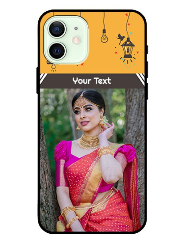 Custom Iphone 12 Custom Glass Mobile Case  - with Family Picture and Icons 