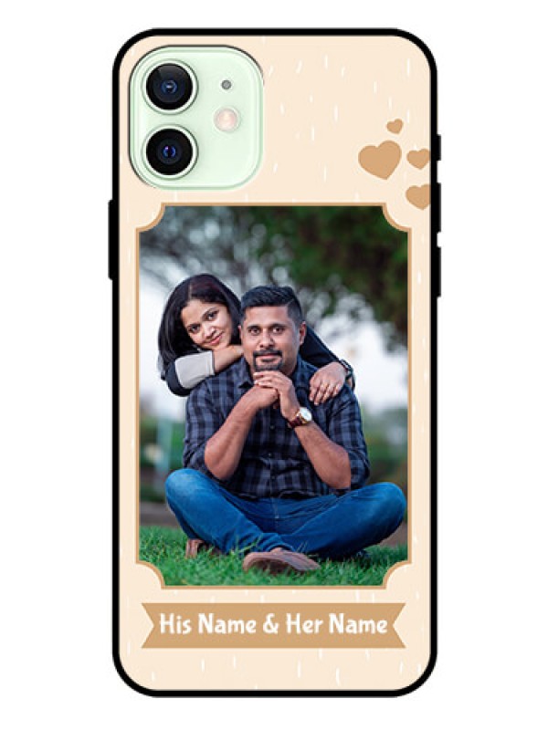 Custom Iphone 12 Custom Glass Phone Case  - with confetti love design 