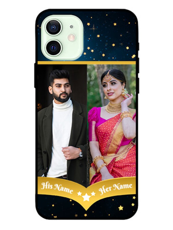 Custom Iphone 12 Custom Glass Phone Case  - Galaxy Stars Backdrop Design