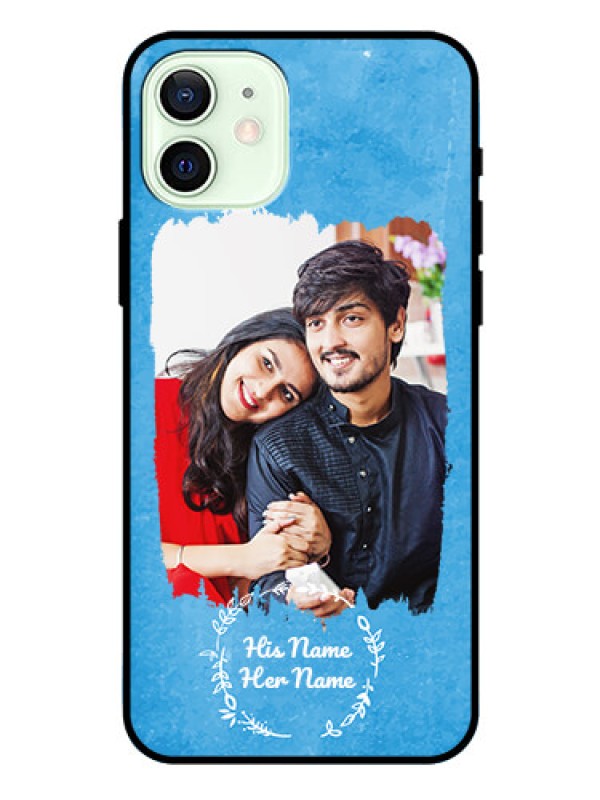 Custom iPhone 12 Custom Glass Phone Case - Blue Color Vintage Design
