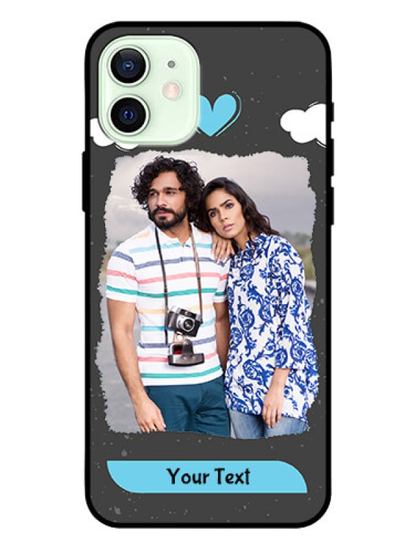 Custom Iphone 12 Custom Glass Phone Case  - Splashes with love doodles Design