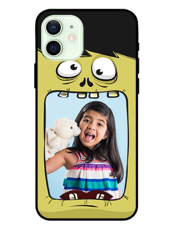 Custom Iphone 12 Personalized Glass Phone Case  - Cartoon monster back case Design