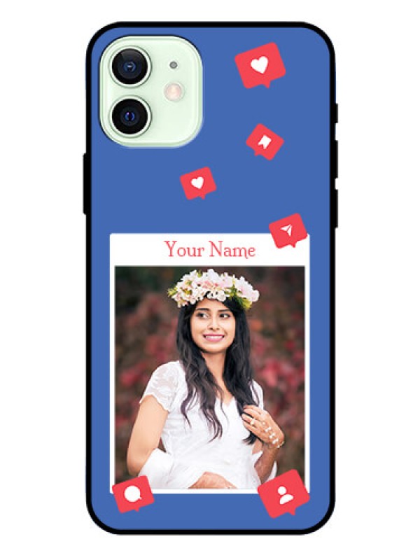 Custom iPhone 12 Custom Glass Phone Case - Like Share And Comment Design