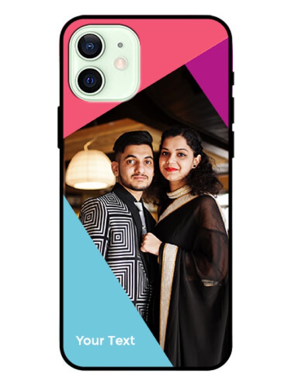 Custom iPhone 12 Custom Glass Mobile Case - Stacked Triple colour Design
