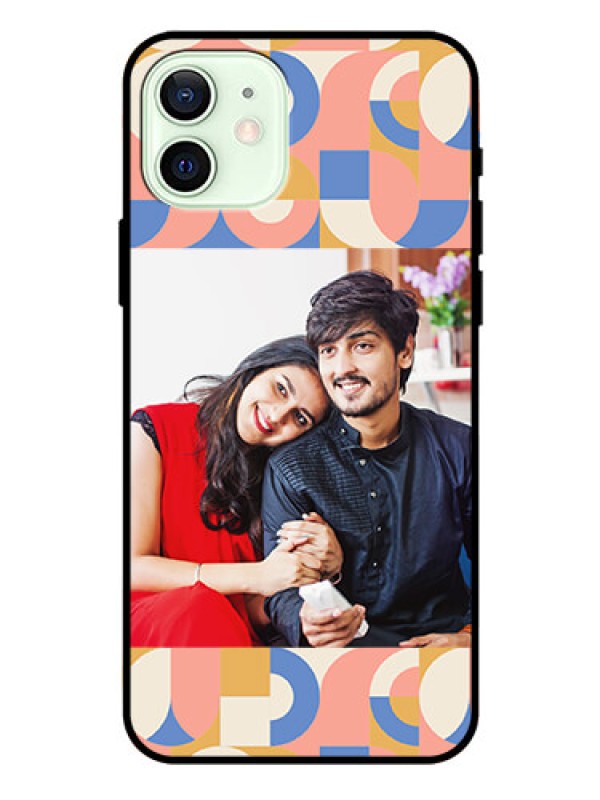 Custom iPhone 12 Photo Printing on Glass Case - Semi-circle Maze Pattern Design
