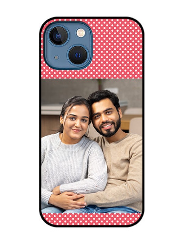 Custom iPhone 13 Mini Custom Glass Phone Case - White Dotted Design