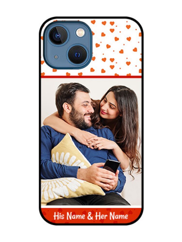 Custom iPhone 13 Mini Custom Glass Phone Case - Orange Love Symbol Design