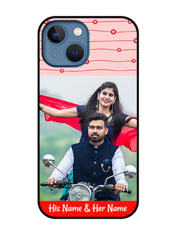 Custom iPhone 13 Mini Personalized Glass Phone Case - Red Pattern Case Design