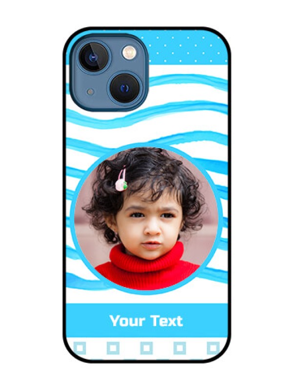 Custom iPhone 13 Mini Custom Glass Phone Case - Simple Blue Case Design