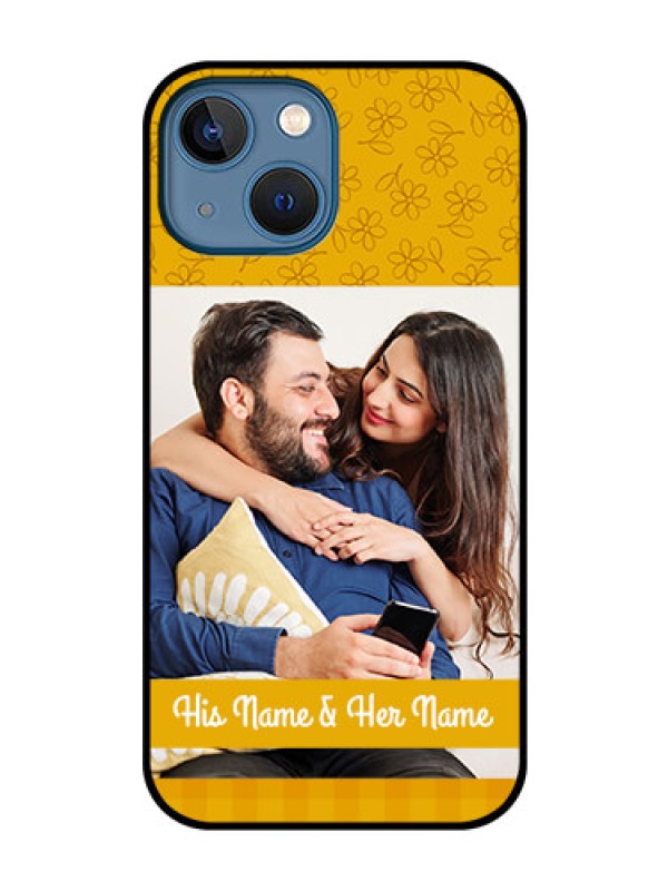 Custom iPhone 13 Mini Custom Glass Mobile Case - Yellow Floral Design