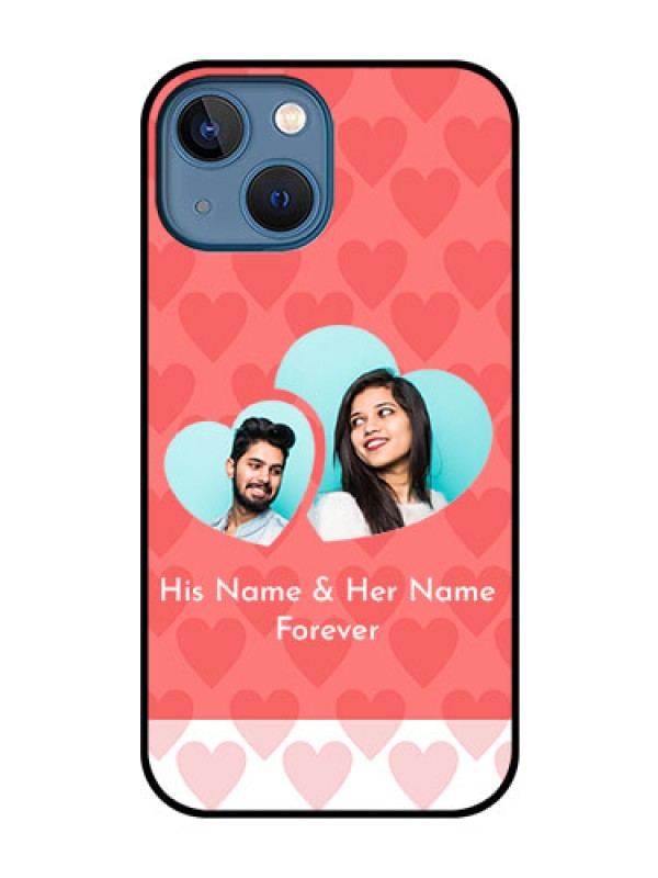 Custom iPhone 13 Mini Personalized Glass Phone Case - Couple Pic Upload Design