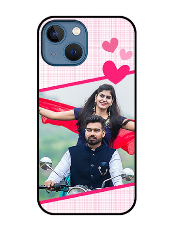 Custom iPhone 13 Mini Custom Glass Phone Case - Love Shape Heart Design
