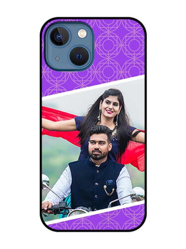 Custom iPhone 13 Mini Custom Glass Phone Case - Violet Pattern Design