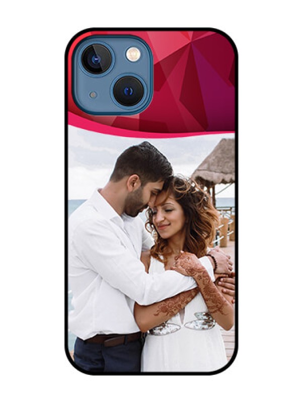 Custom iPhone 13 Mini Custom Glass Mobile Case - Red Abstract Design