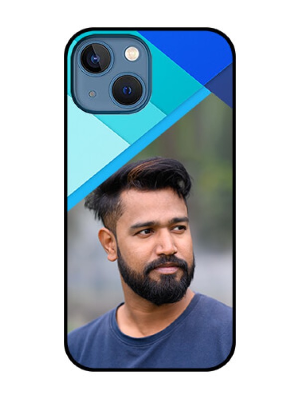 Custom iPhone 13 Mini Custom Glass Phone Case - Blue Pattern Design