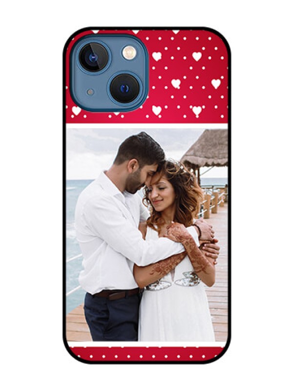 Custom iPhone 13 Mini Photo Printing on Glass Case - Hearts Mobile Case Design