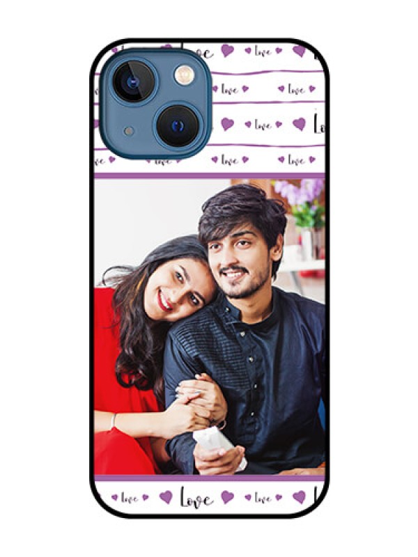 Custom iPhone 13 Mini Custom Glass Mobile Case - Couples Heart Design