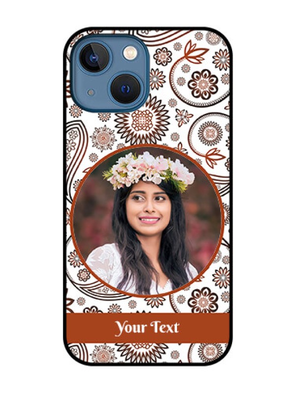 Custom iPhone 13 Mini Custom Glass Mobile Case - Abstract Flower Design