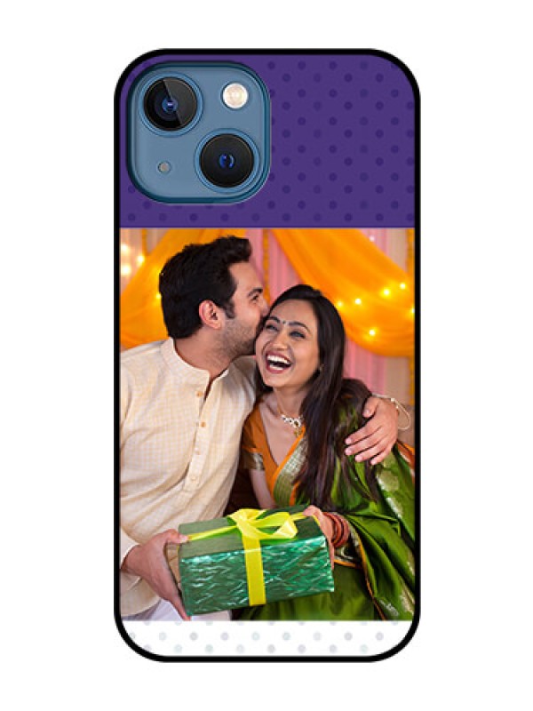 Custom iPhone 13 Mini Personalized Glass Phone Case - Violet Pattern Design