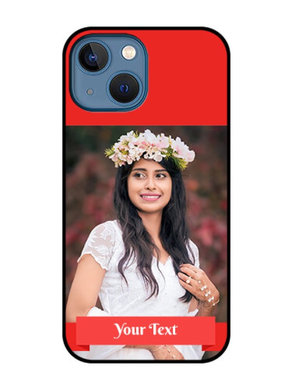 Custom iPhone 13 Mini Custom Glass Phone Case - Simple Red Color Design
