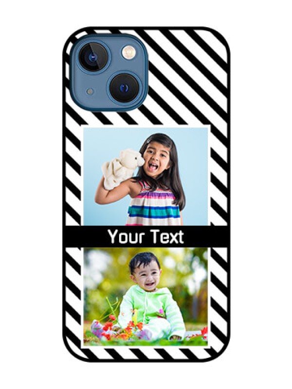 Custom iPhone 13 Mini Photo Printing on Glass Case - Black And White Stripes Design