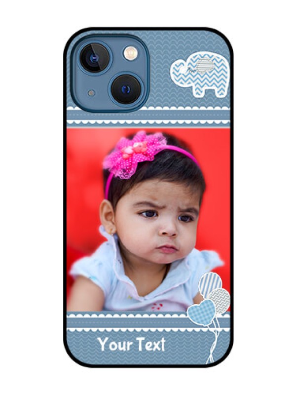 Custom iPhone 13 Mini Photo Printing on Glass Case - with Kids Pattern Design