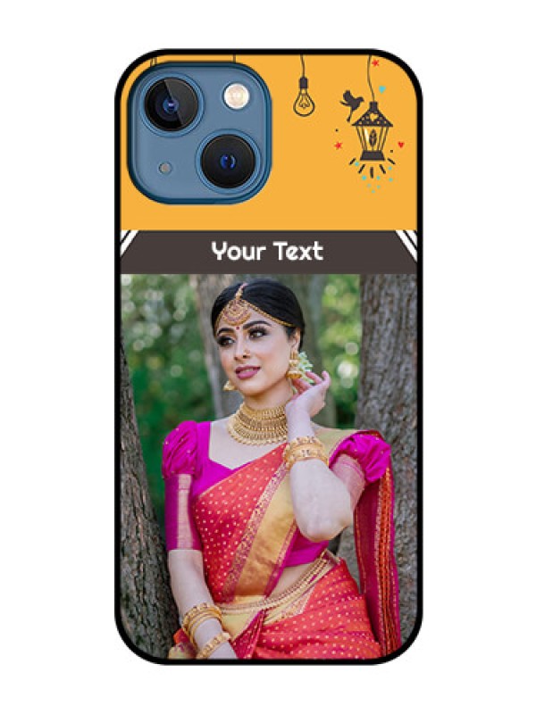 Custom iPhone 13 Mini Custom Glass Mobile Case - with Family Picture and Icons