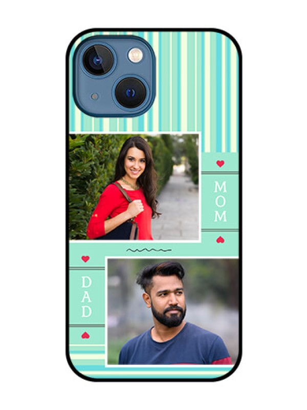 Custom iPhone 13 Mini Custom Glass Phone Case - Mom & Dad Pic Design