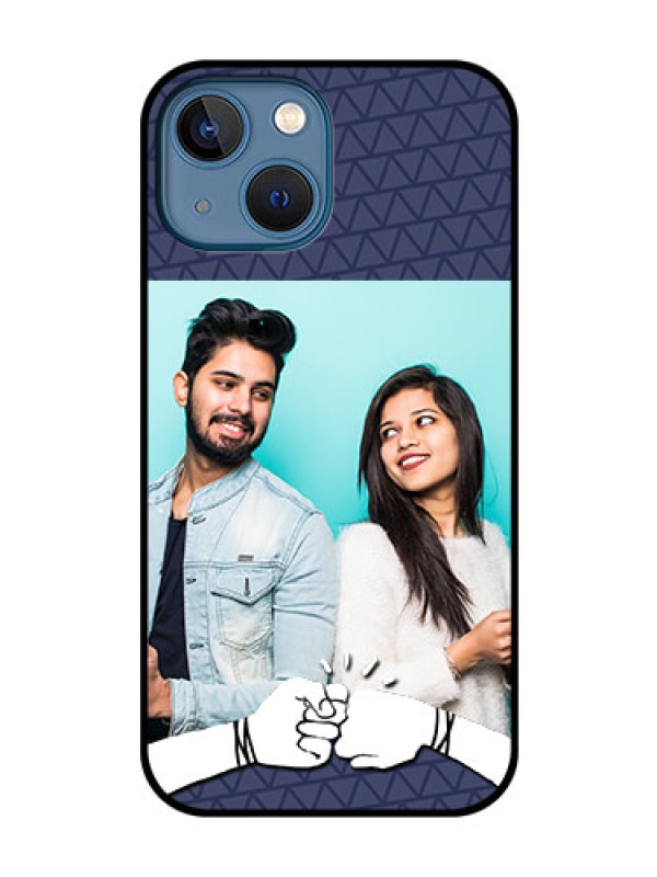 Custom iPhone 13 Mini Photo Printing on Glass Case - with Best Friends Design
