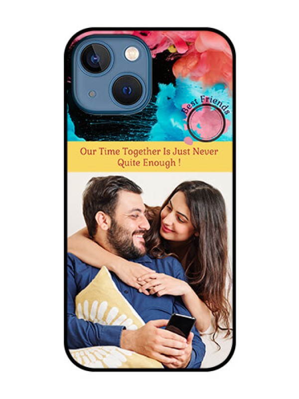 Custom iPhone 13 Mini Custom Glass Mobile Case - Quote with Acrylic Painting Design