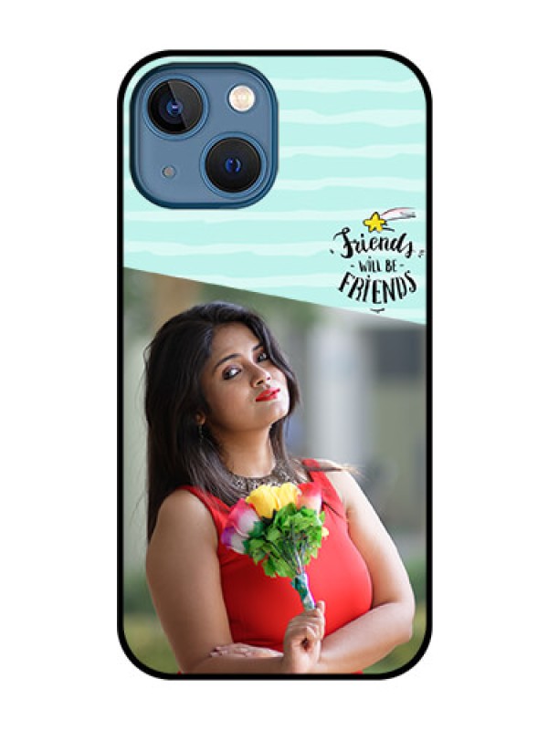 Custom iPhone 13 Mini Custom Glass Phone Case - Friends Picture Icon Design