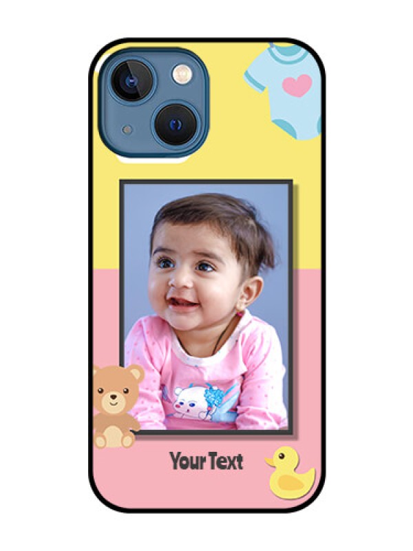 Custom iPhone 13 Mini Photo Printing on Glass Case - Kids 2 Color Design