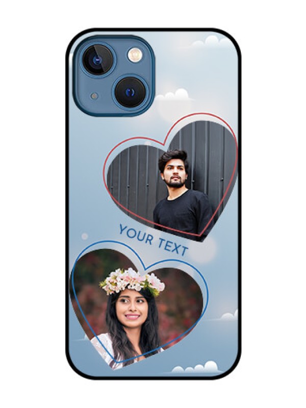 Custom iPhone 13 Mini Custom Glass Mobile Case - Blue Color Couple Design