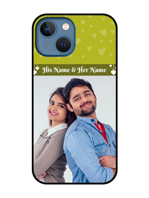 Custom iPhone 13 Mini Custom Glass Phone Case - You & Me Heart Design