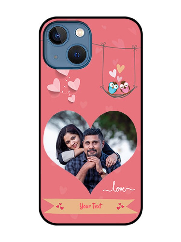 Custom iPhone 13 Mini Personalized Glass Phone Case - Peach Color Love Design