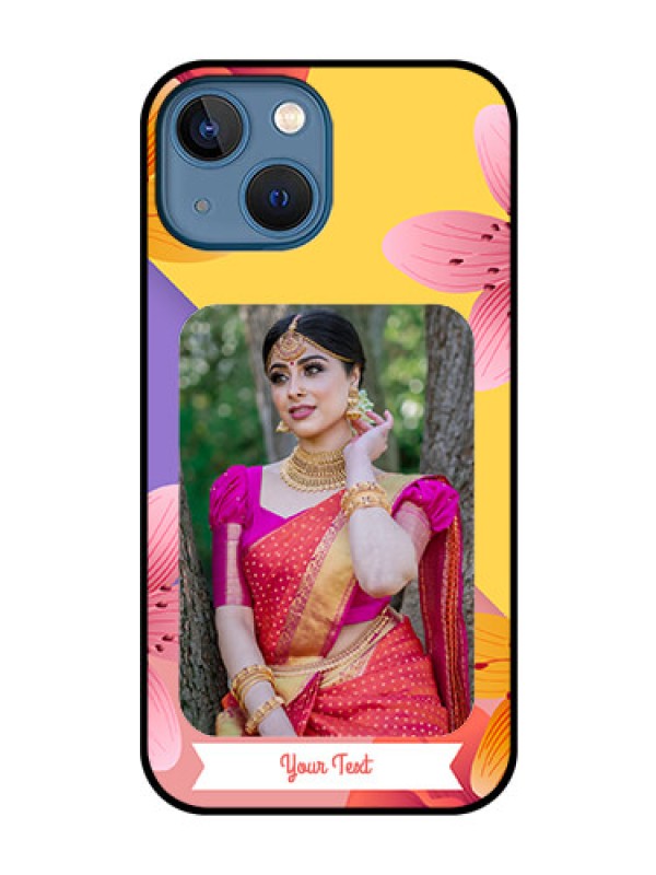 Custom iPhone 13 Mini Custom Glass Mobile Case - 3 Image With Vintage Floral Design