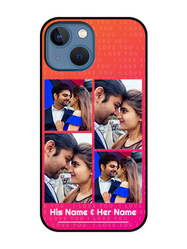 Custom iPhone 13 Mini Custom Glass Phone Case - I Love You Pink Design