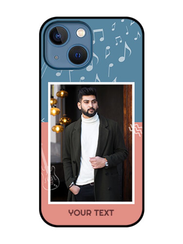 Custom iPhone 13 Mini Photo Printing on Glass Case - with Color Musical Note Design