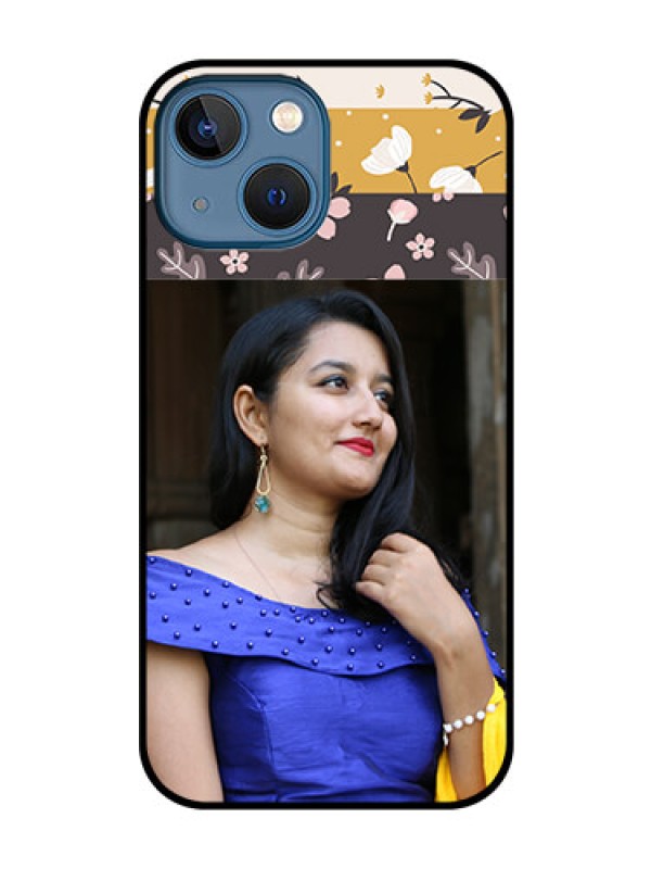 Custom iPhone 13 Mini Custom Glass Phone Case - Stylish Floral Design