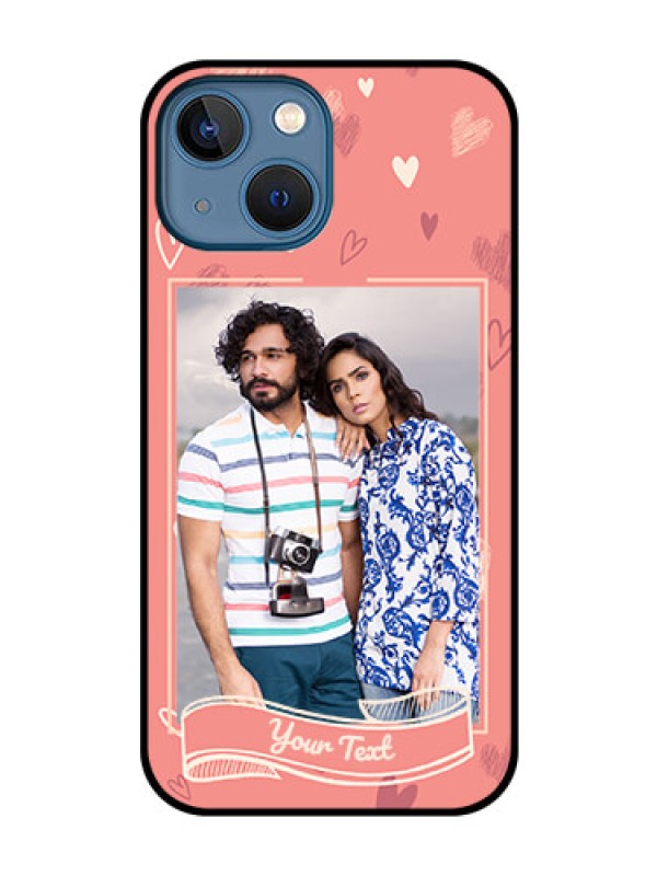Custom iPhone 13 Mini Custom Glass Phone Case - Love doodle art Design