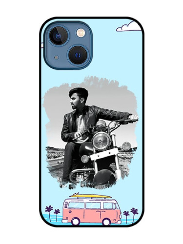 Custom iPhone 13 Mini Photo Printing on Glass Case - Travel & Adventure Design