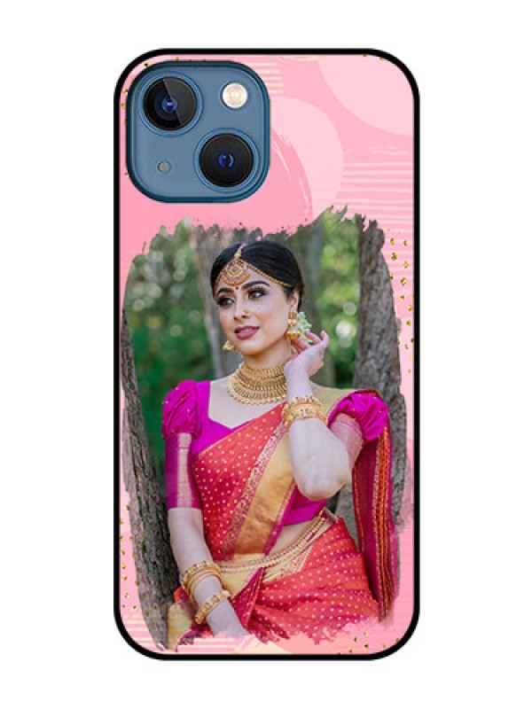 Custom iPhone 13 Mini Personalized Glass Phone Case - Gold Glitter Splash Design
