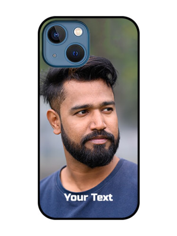 Custom iPhone 13 Mini Glass Mobile Cover: Photo with Text