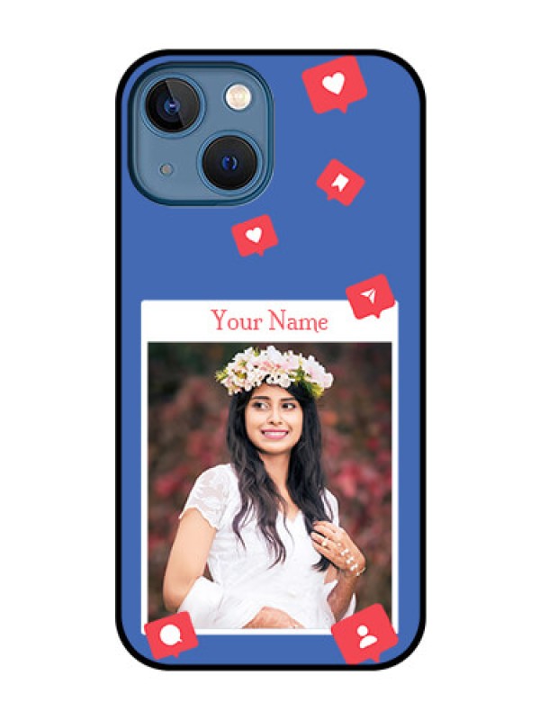 Custom iPhone 13 Mini Custom Glass Phone Case - Like Share And Comment Design