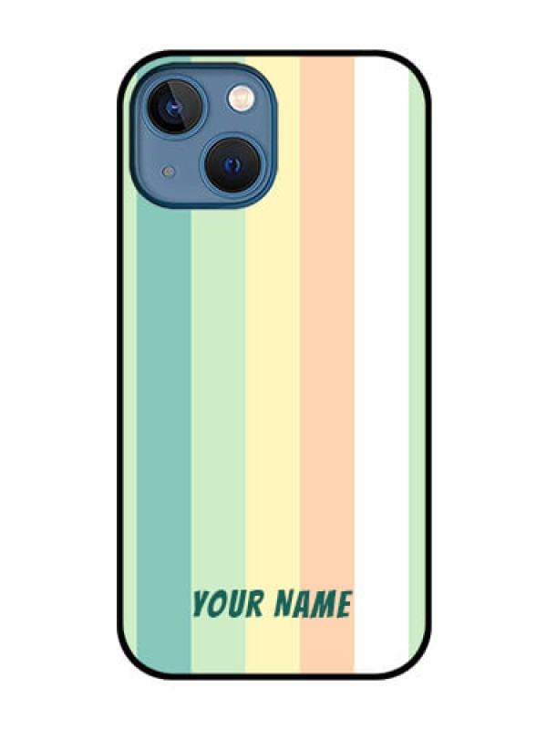 Custom iPhone 13 Mini Photo Printing on Glass Case - Multi-colour Stripes Design